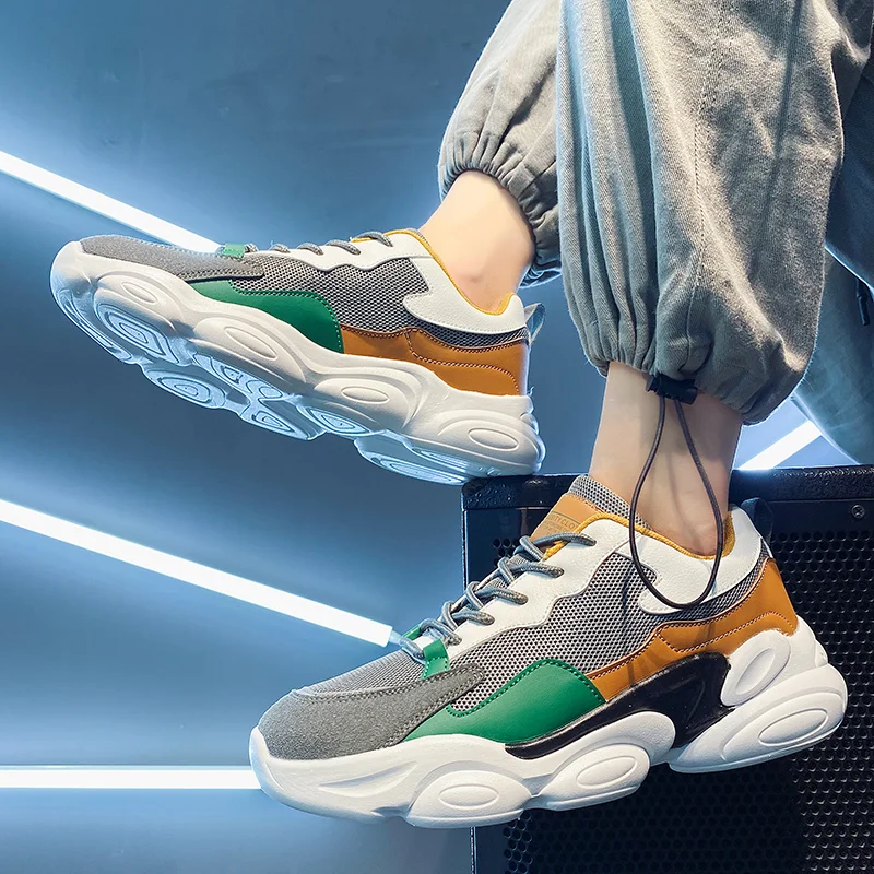 

Кроссовки мужские на платформе, амортизирующие сетчатые, повседневная спортивная обувь для бега, в Корейском стиле, уличный стиль, летние