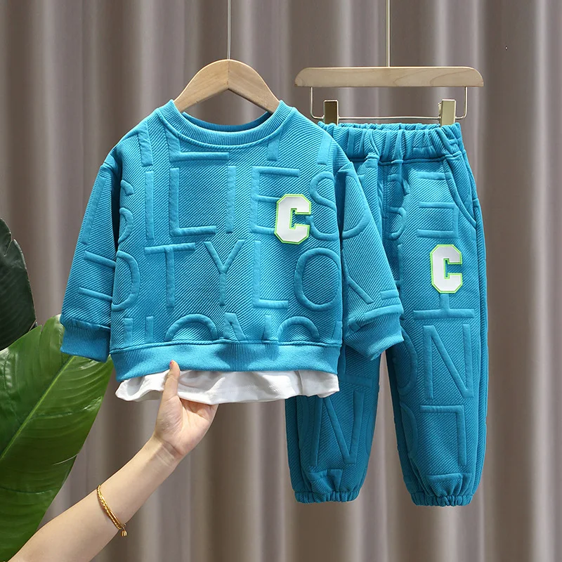 

Baby Luxury Clothing Spring Autumn Boy Clothes for 7 8 Year Outfit Set Long Sleeved Hoodies Tops and Pants 2PCS Kids Tracksuits