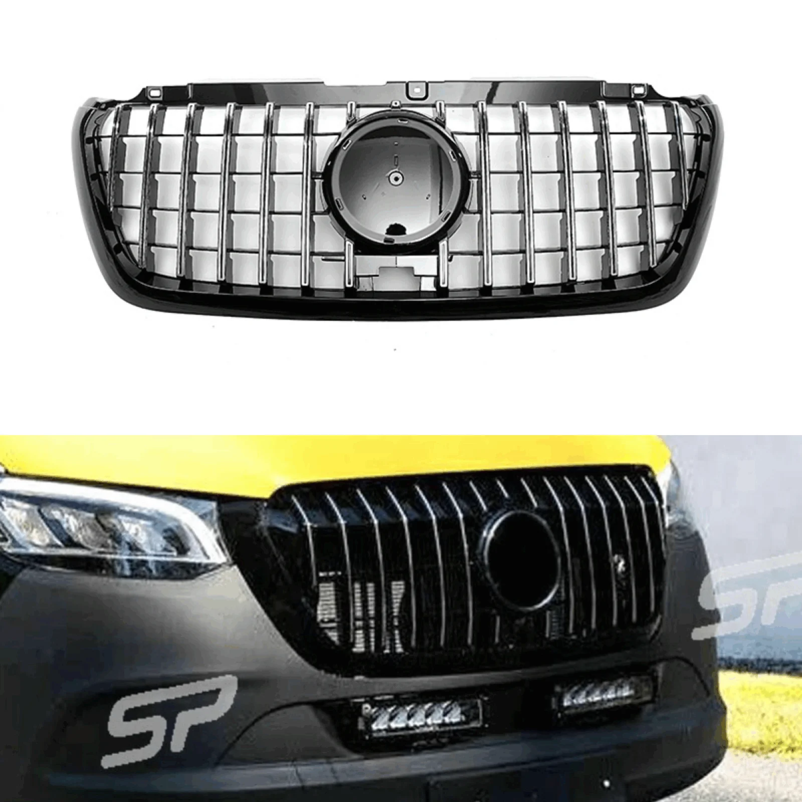 Гоночная решетка для Mercedes Benz Sprinter 1500 2500 3500 W907 2018 передняя хромированная