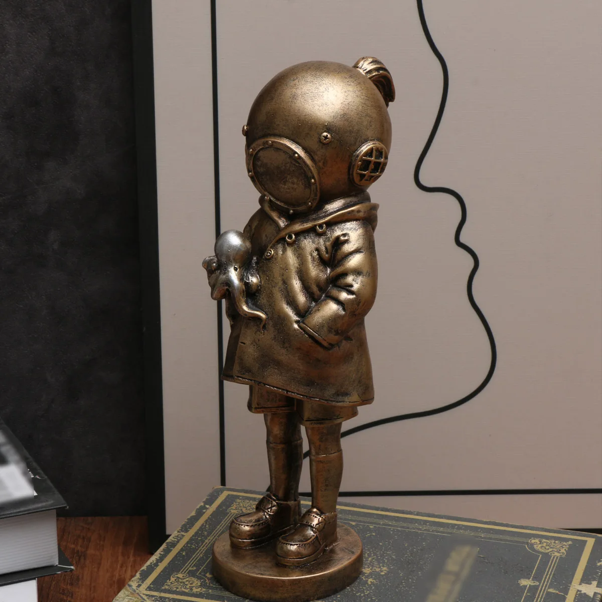 Эскиз Бэнкси статуя девушки из смолы для дайвинга с фигуркой осьминога украшения