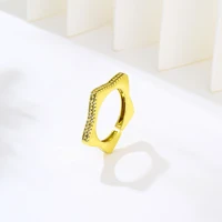 fashion punk geometric metal gold color open ring cubic zircon love heart star adjustable ring for women party jewelry