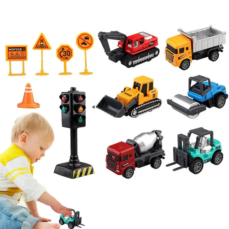 

Construction Toy Trucks Metal Pull Back Cars Construction Vehicles Transport Vehicle Tractor Forklift Play Vehicles Set For For