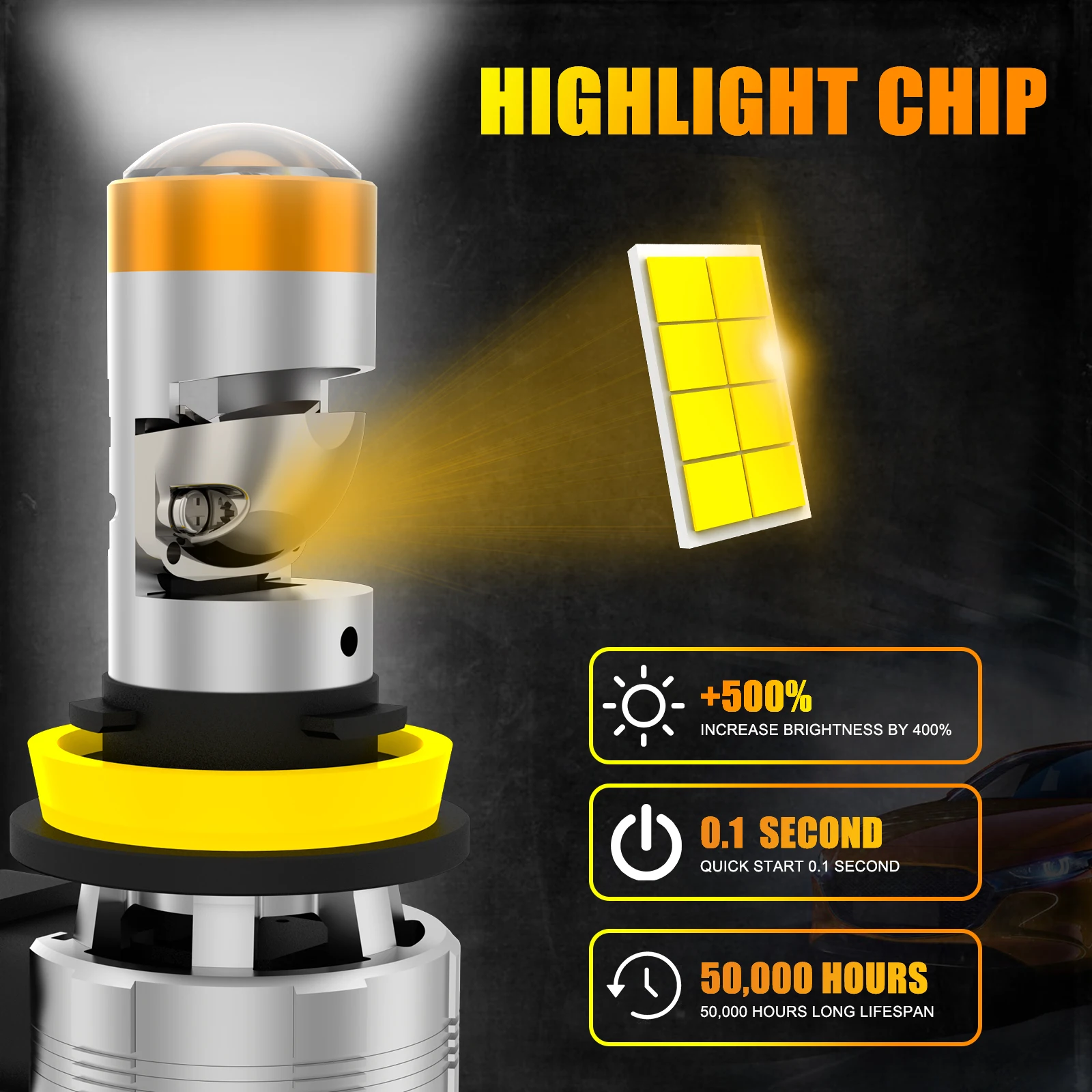 2 шт. лампы для фар головного света H7 H18 9005 9006 9012 H11 H4 HB3 HB4 6000 лм