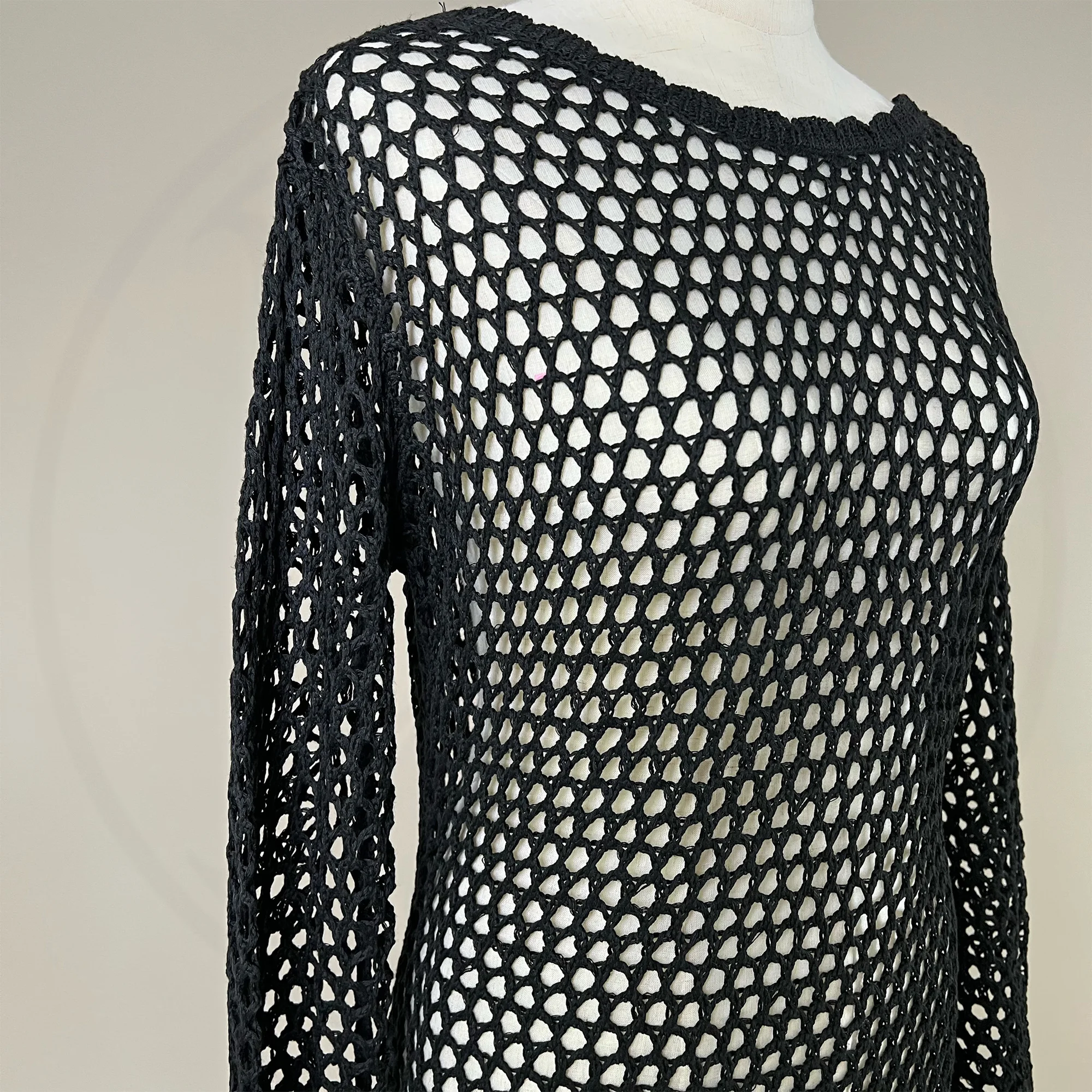 Женское винтажное вязаное пляжное платье Don &amp Judy сексуальная накидка с открытой