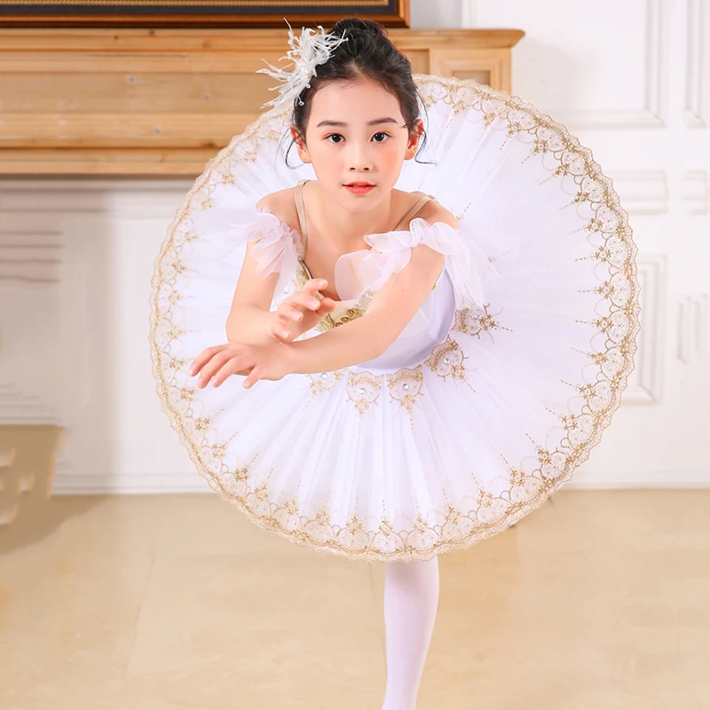 

White Ballet Tutu Dress Girls Performance Kids Dancewear Sleeveless Ballerina Party Dress Children's Swan Lake Costume