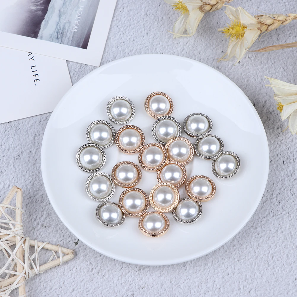 

10pcs Pearl Metal Shank Buttons for Sewing Scrapbooking DIY Craft Decoration Vintage Court Elegant Pearl Button