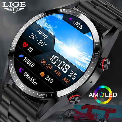 Смарт-часы LIGE AMOLED, экран 454*454, с поддержкой Bluetooth