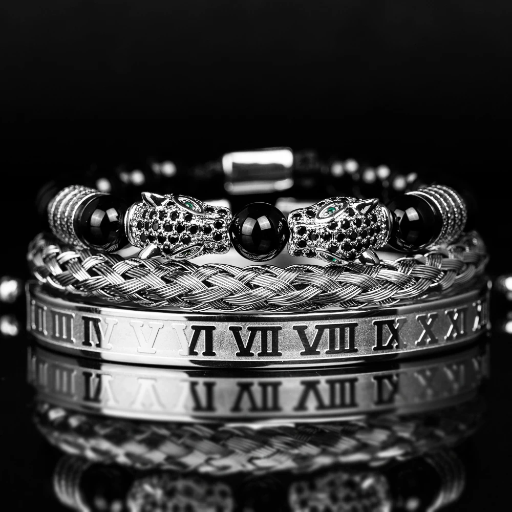 

3pcs/set Luxury Set Trendy customized Bracelets wholesale Men Jewelry Bracelets