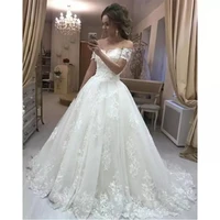 simple a line white lace appliques off the shoulder wedding dresses custom made plus size bridal gown 2022