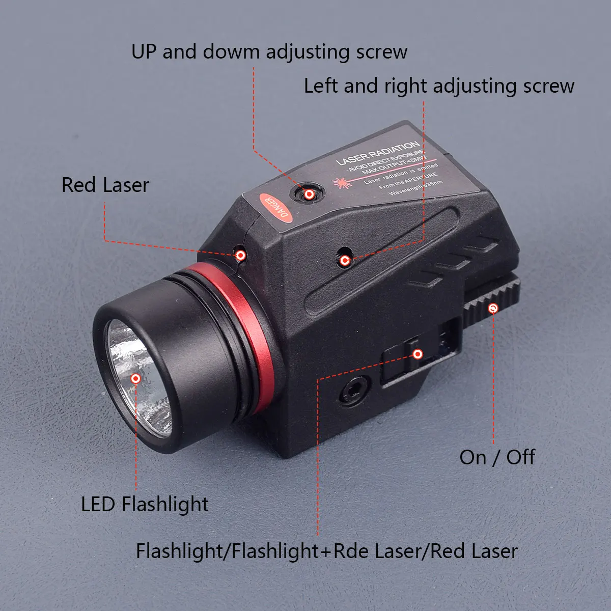 

Tactical LED Weapon Flashlight Green / Red Laser Sight For 20mm Rail Mini Glock Pistol Gun Light Lanterna Airsoft Light