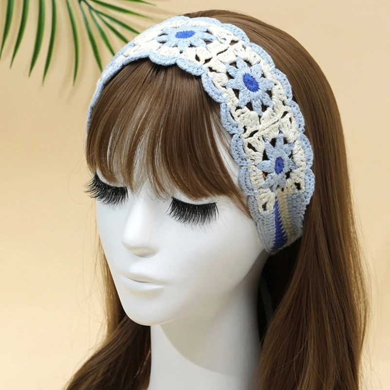 Ful Crochet Headband Summer Sunproof Turban Tie Back Camping Headwrap Teenagers Lovely Hair Kerchief