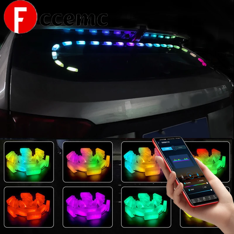 Car Atmosphere Light RGB streamer Flexible Led Strip Light Interior Rear Window Music Lamp APP Voice Control Auto Decoration Kit
