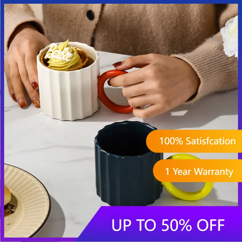 

Nordic Ins Wind Contrast Color Ceramic Mug Creative Household Lovers Cup Coffee Cup Foreign Trade High Color Value Cup