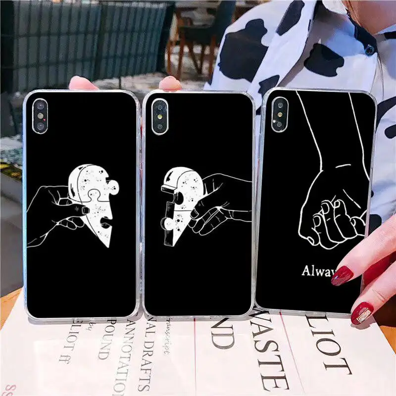 

Lover Hand Line Phone Case for iPhone 11 12 13 Mini Pro Max 8 7 6 6S Plus X 5 SE 2020 XR XS Case shell