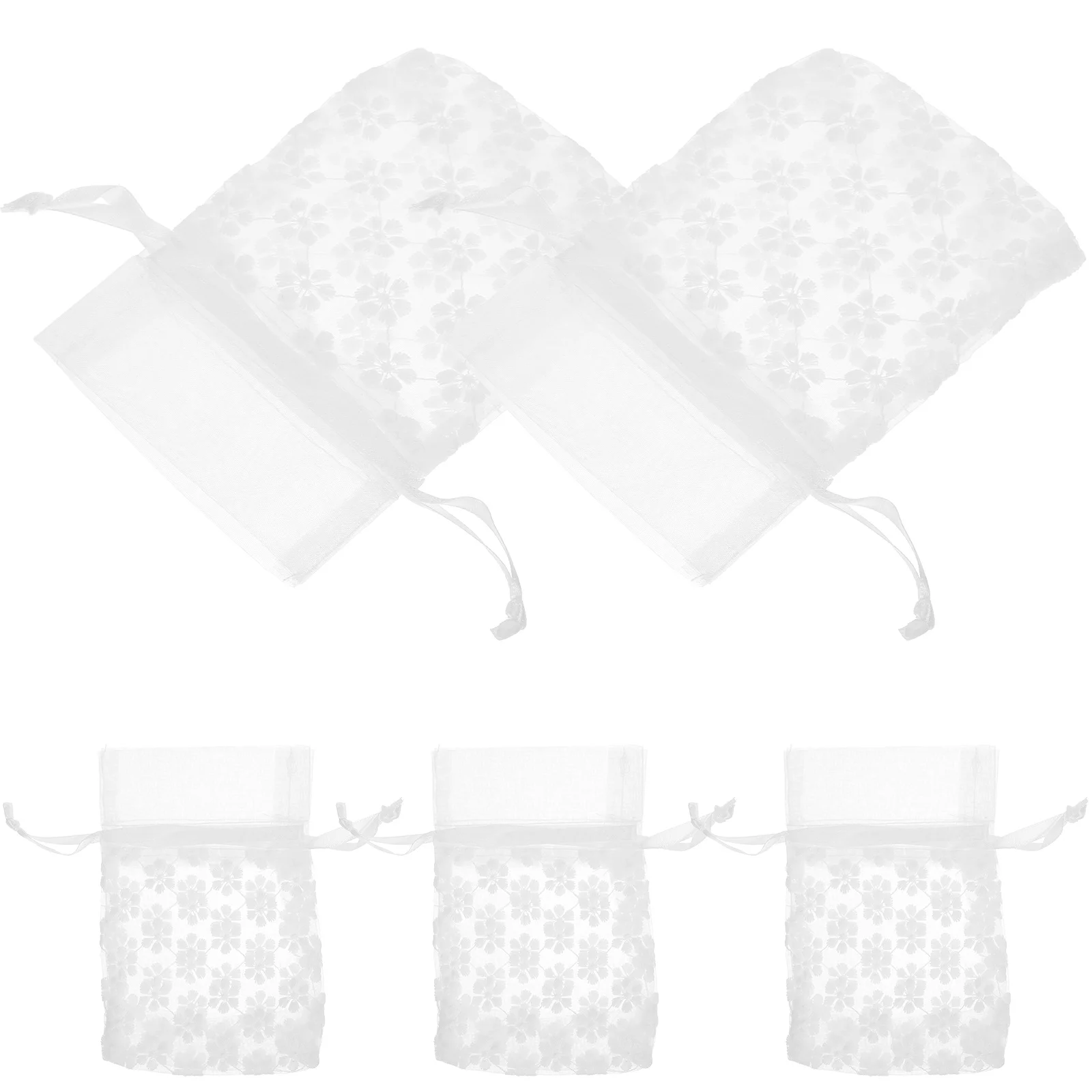 

5 Pcs Small Gift Bags Storage Pockets Candy Mesh Drawstring Gauze Jewelry Earring Goodie