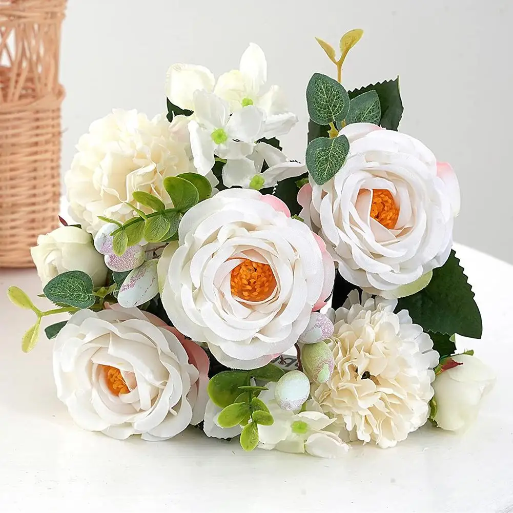

Simulation Flower Bouquet Romantic Round Rose Artificial Bouquet Wedding Home Living Room Interior Decoration PhotoProps hotsale