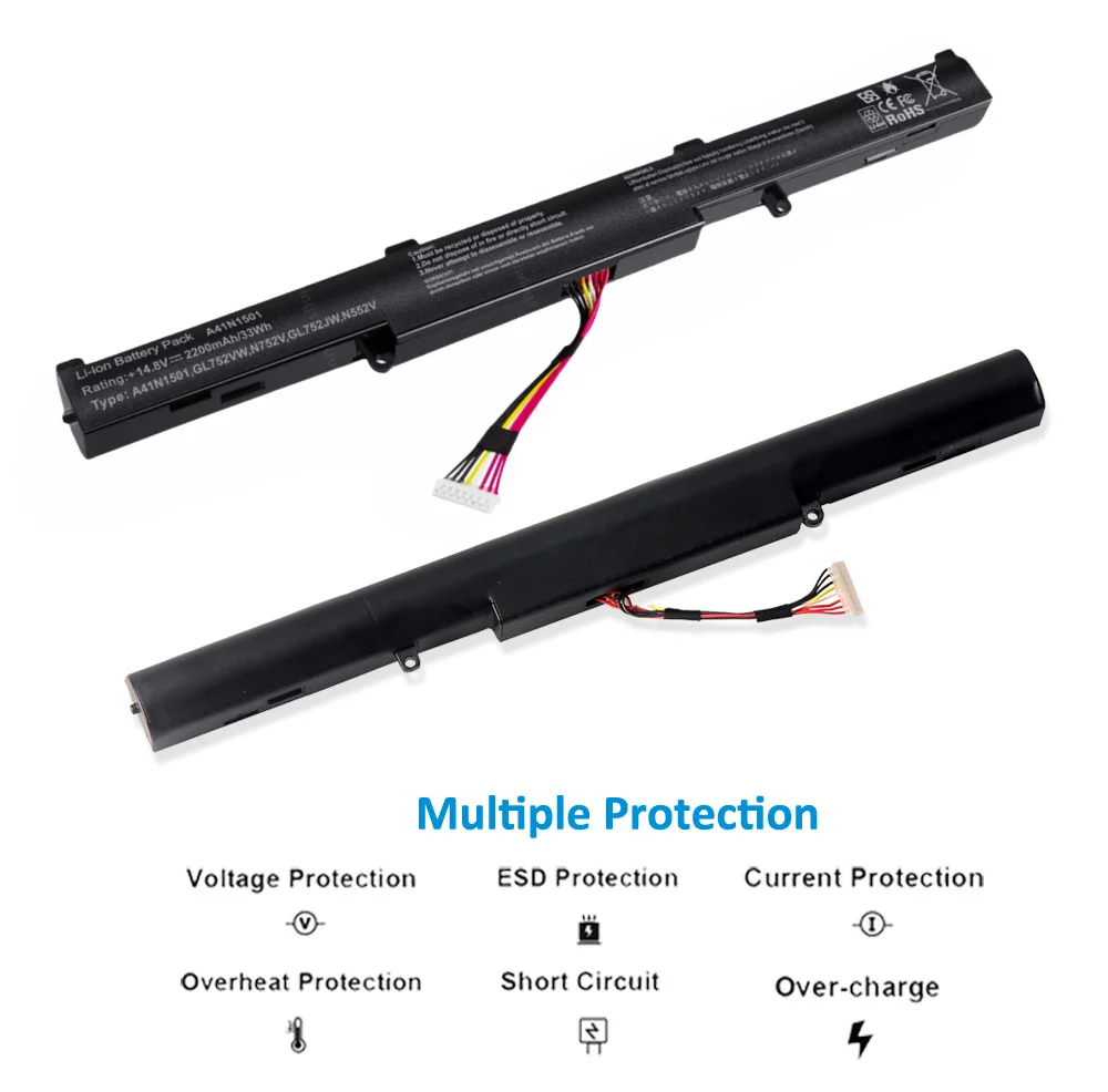 Высококачественный аккумулятор для ноутбука A41N1501 ASUS GL752JW GL752 GL752VL GL752VW N552 N552V N552VW
