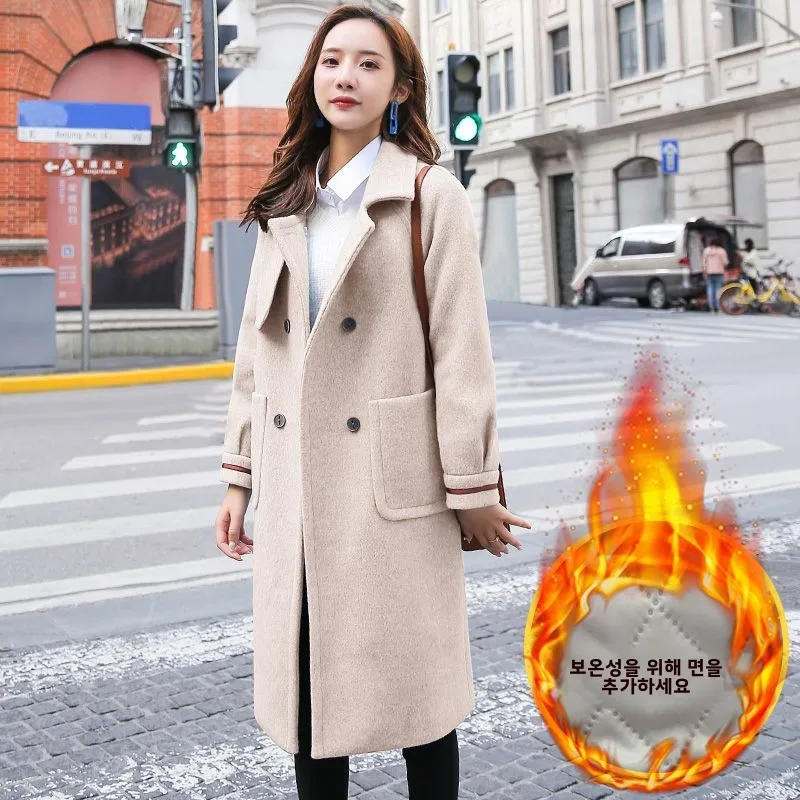 Женское пальто 2024 новинка весны и осени утягивающая шерстяная куртка средней
