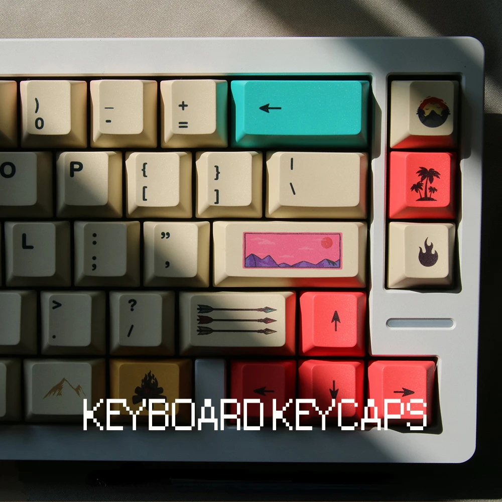 136 Keys Contrast Color Cute Keycaps Custom Cherry Profile PBT Keycaps for Mechanical Keyboard 80s Retro Journey Key caps