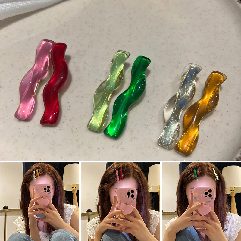 

Personality Transparent Wave Shape Side Bangs Clips Duckbill Clip Geometric DIY Barrettes Girls 1 Pairs Hair Clips Accessories