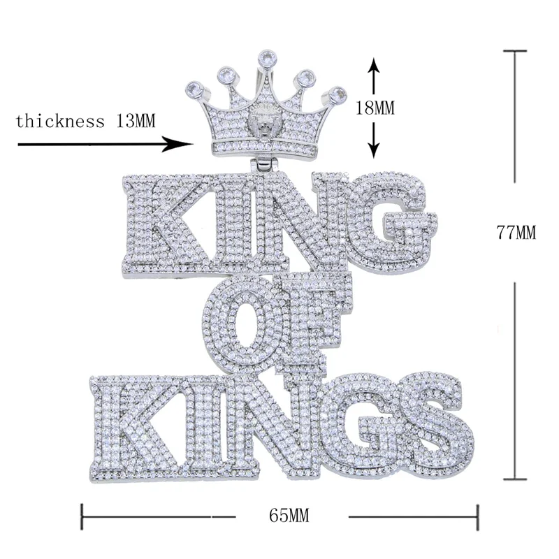 Сверкающее ожерелье с кулоном в виде буквы короля цирконом микро-ПАВЕ кубический