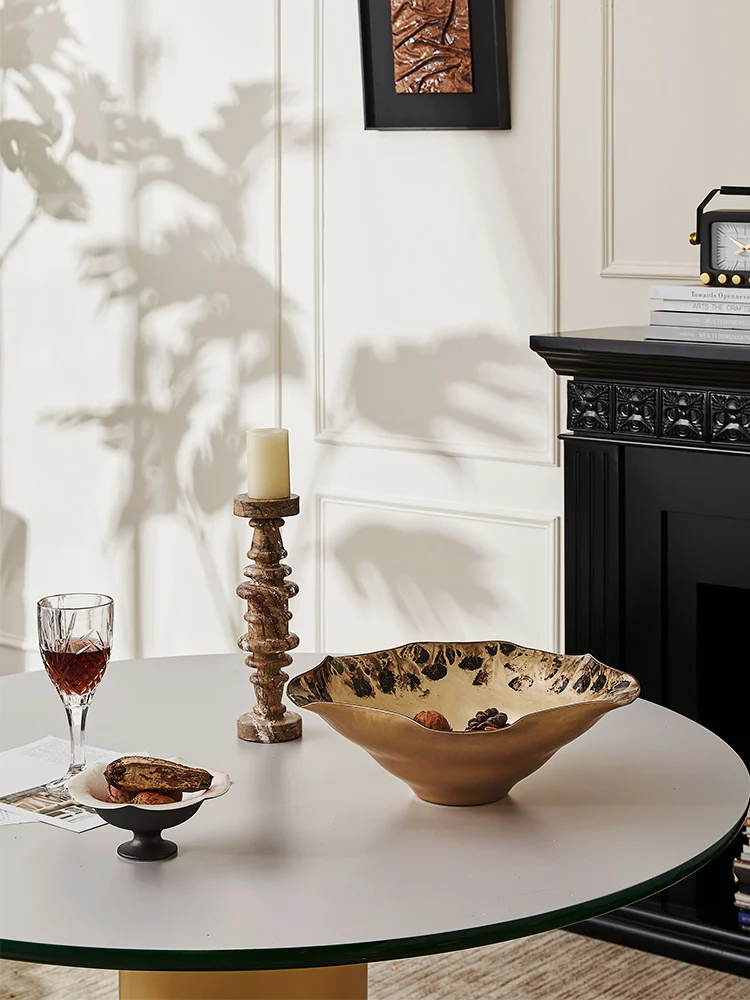 Роскошный дизайн золотая стеклянная ваза с фруктами украшения настольная мебель