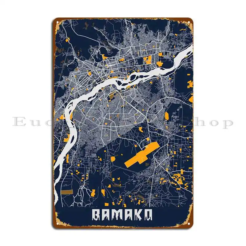 

Карта Бамако, металлический плакат, ржавчина, фотография на заказ, настенная пещера, жестяной плакат