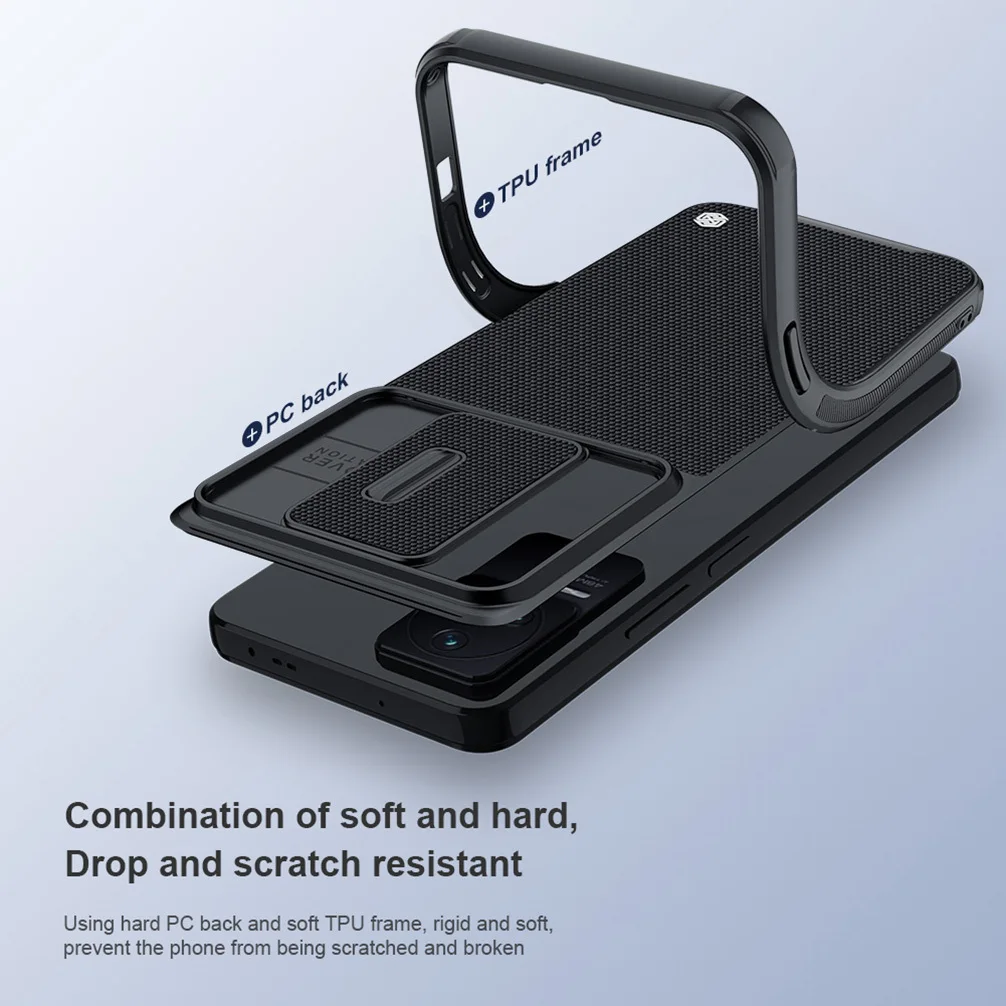 For Xiaomi Poco F4 Case NILLKIN Texture Pro Nylon Fiber Back Shell Slide Lens Wearproof Cases For Xiaomi Poco F4 5G Cover