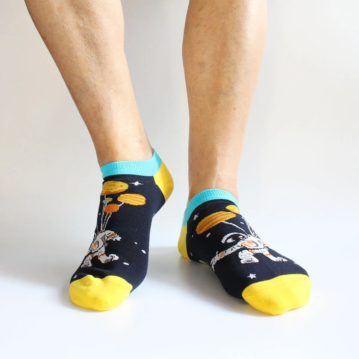 5 Pairs Novelty Funny Casual Ankle Socks Fashion Colorful Harajuku Grid Space Cotton Men Socks Happy Men Socks Size EU39-46