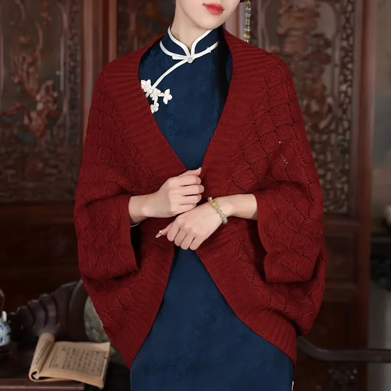 Элегантные осенне-зимние шарфы-пончо от Outdated Женская универсальная вязаная