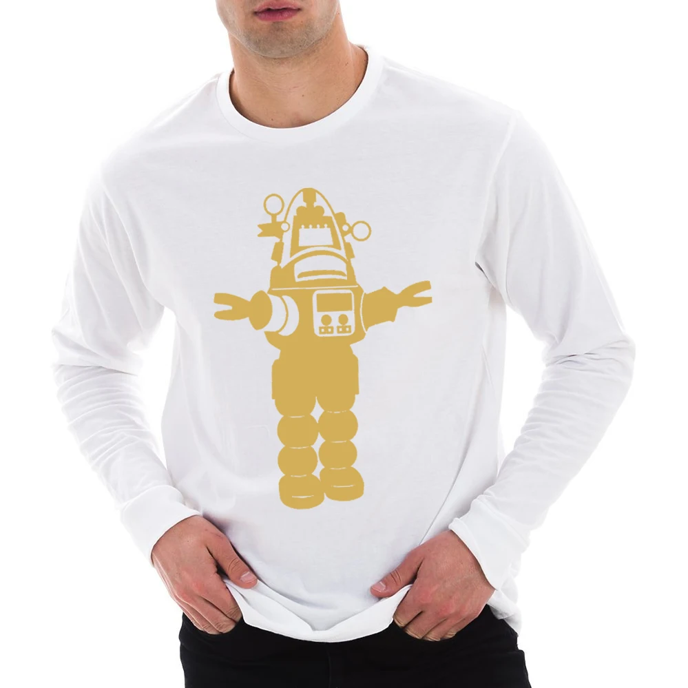 

TARCHIA 2022 Gold Robot New Brand 100% Cotton Plus T Shirt Funny Homme High Quality Tops Tee Long Sleeve Printed Men T-Shirt
