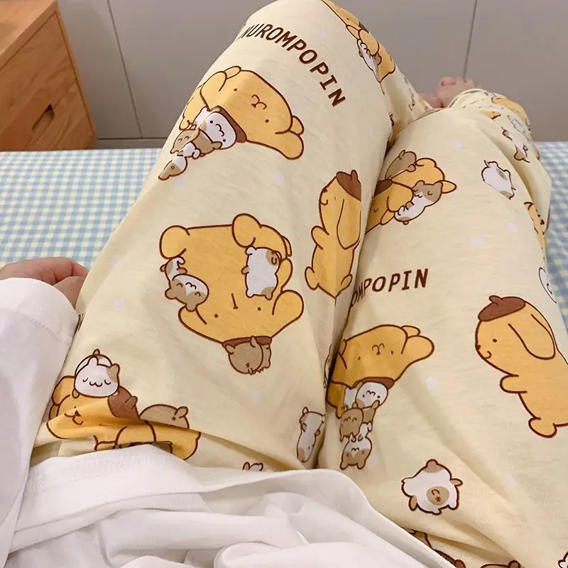 Новинка пижамные брюки Sanrio с помпоном пурпурные женская летняя длинная Пижама