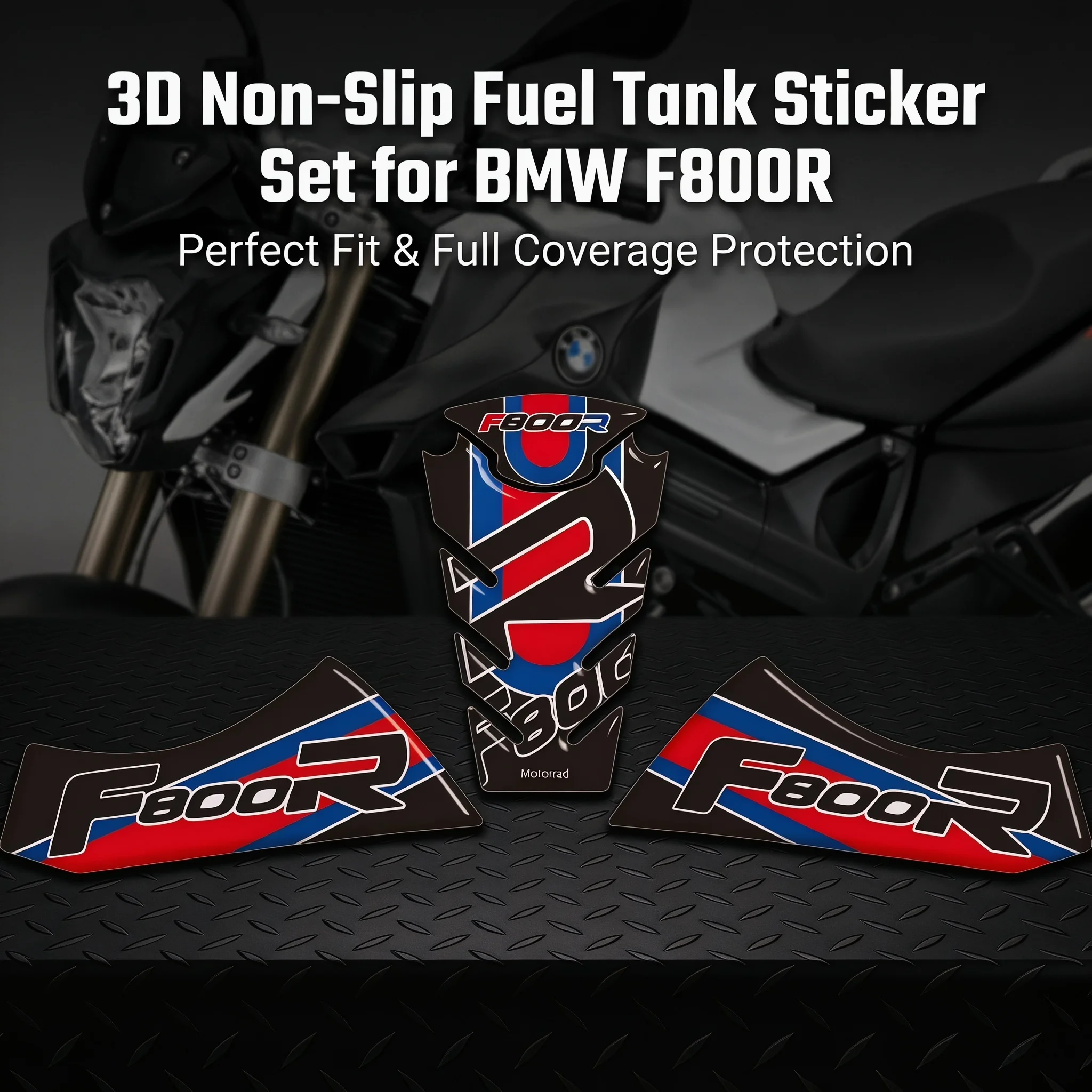 Фото Для модели BMW F800R: 3D-наклейка из смолы на бак, декоративная наклейка и защита бака мотоцикла №3