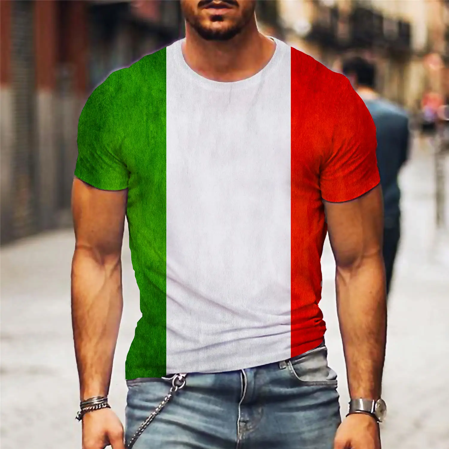 

2022 Camiseta Masculina itália Bandeira impressão Camiseta verão Em Torno Do pescoço Legal Oversize Streetwear Roupas Tshirt