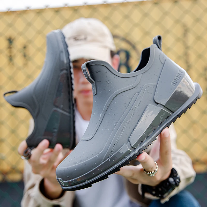 Новинка мужские резиновые ботинки Нескользящие на вынос толстой подошве |