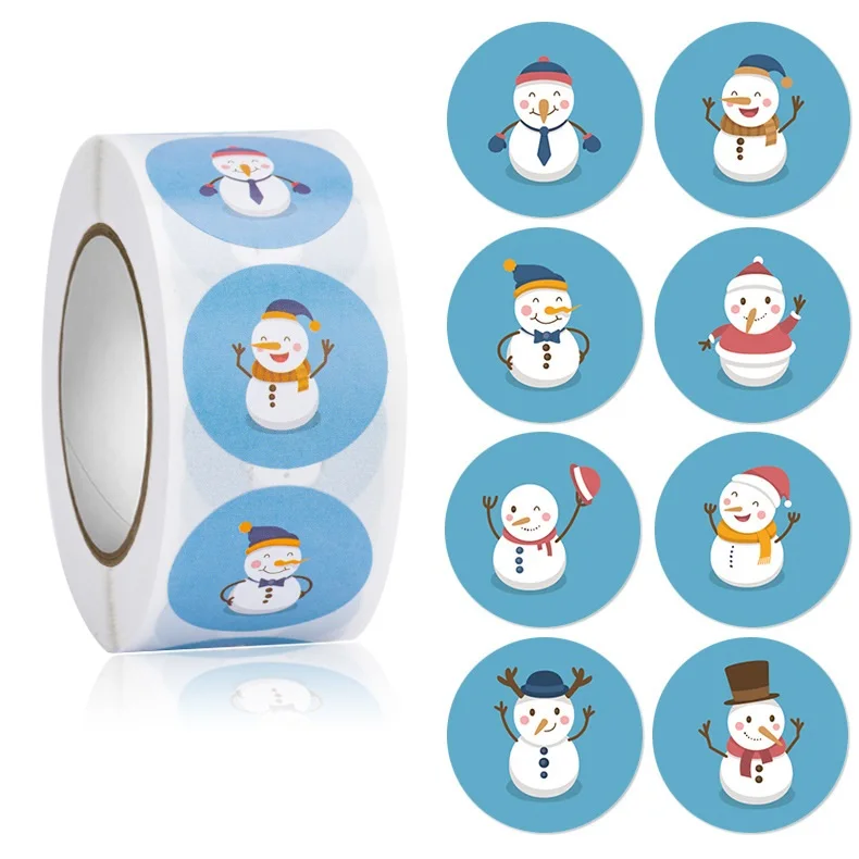 

50-500pcs 1'inch round snowman celebrate holiday Merry Christmas sticker for kids Decorations Labels Gift Sealing interesting