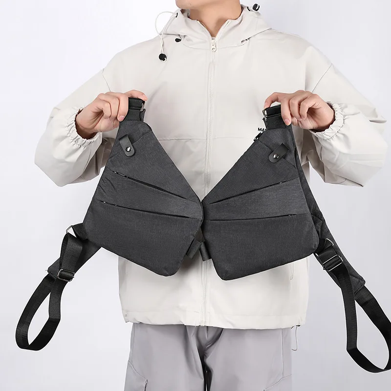 Черная мужская водонепроницаемая сумка через плечо поясная многофункциональные