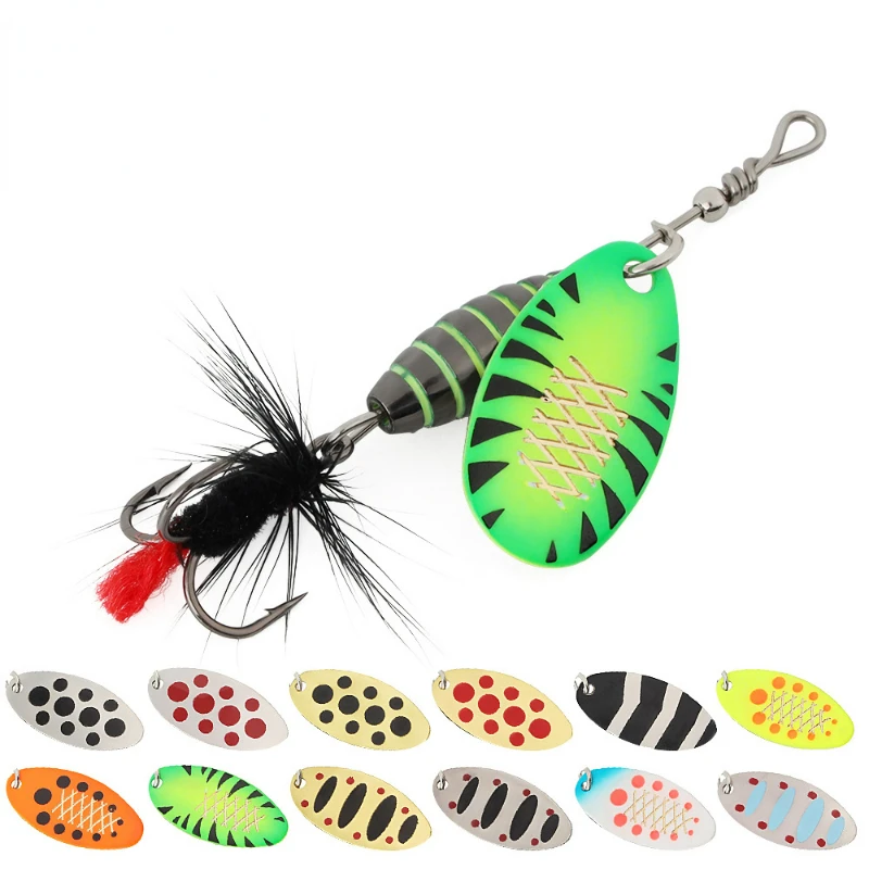 

1pc Spinner Lure 3.7g/5.3g/8.2g/10.5g Bait Metal Brass Spoon Hard Lure Feather Treble Hook Fake Lure Fishing Tackle