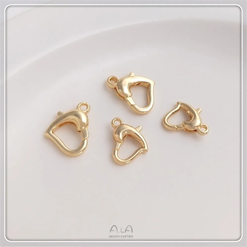 Купи 14K gold heart-shaped lobster clasp Handcrafted DIY spring Clasp Accessory bracelet necklace finishing clasp accessory material за 21 рублей в магазине AliExpress