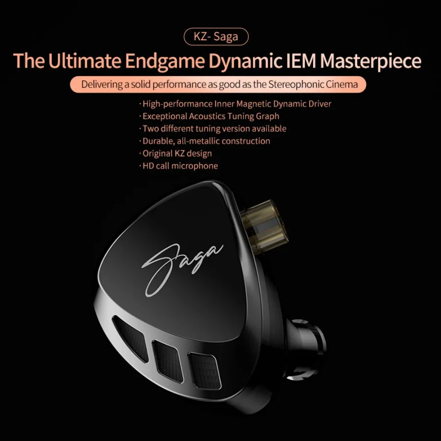 Наушники-вкладыши KZ Saga IEM с динамическим драйвером Hi-Fi