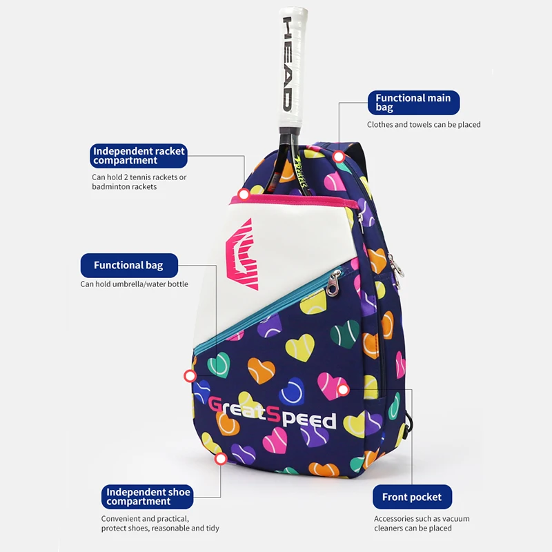 GreetSpeed Tennis Badminton Backpack 2 in 1 Should Bags for Children Adult with Shoe Compartment Badminton Racket Bag
