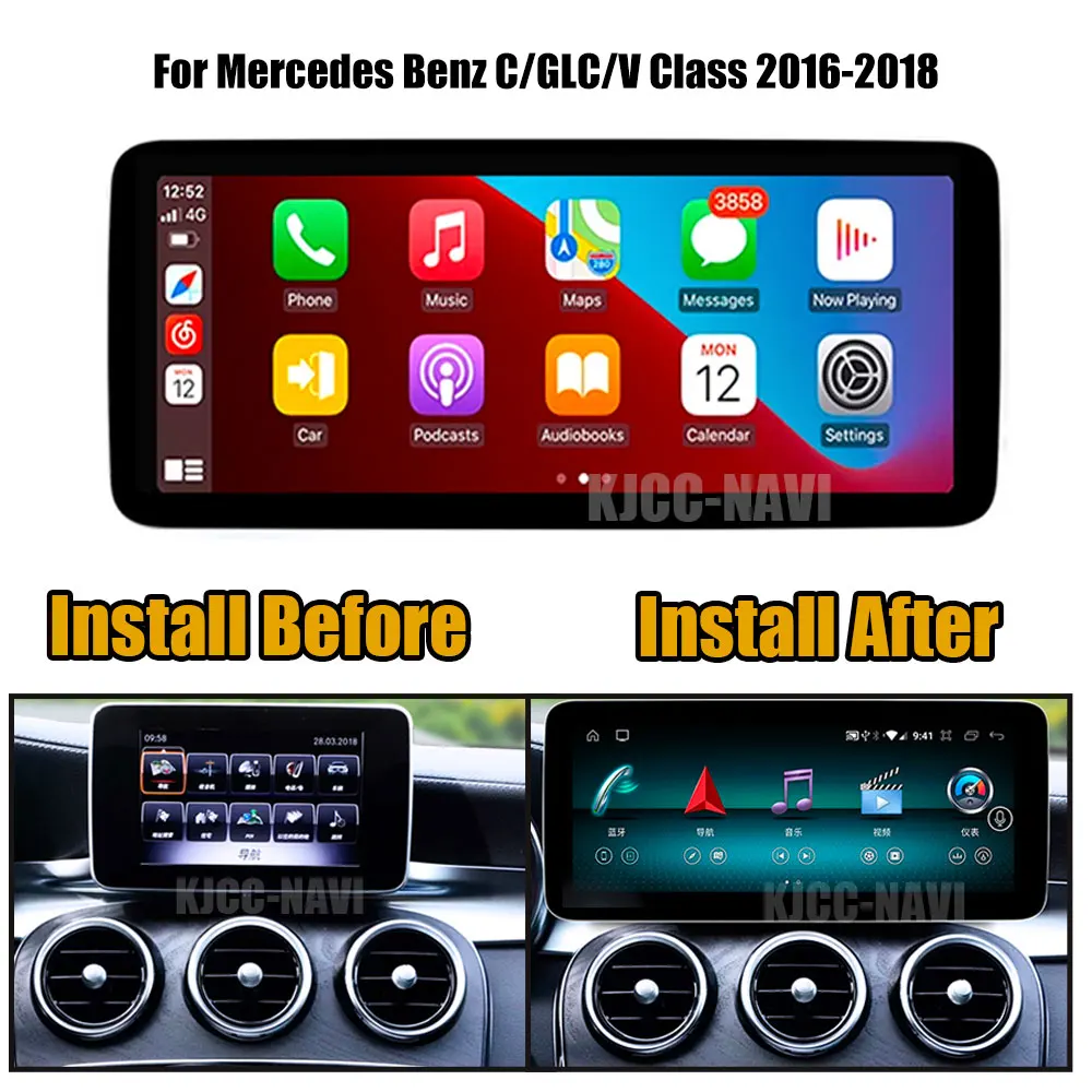 wa 12 3 дюйма для Mercedes Benz C-Class W205 / GLC-Class X253 V-Class W446 2016-2018 Android 14 Car Radio GPS Navigation Video Stereo