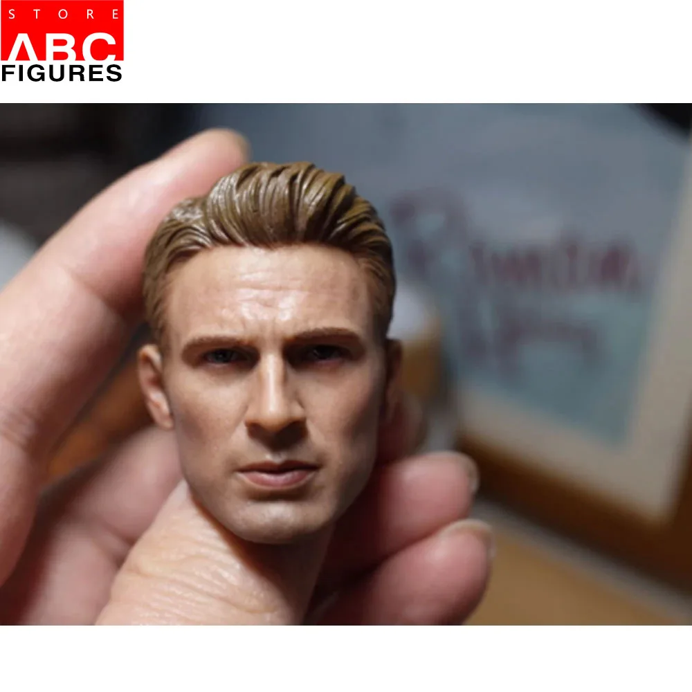 

WOW 1/6 Male Head Sculpt Model Captain Chris Evans Golden Hair Male Figure Accessory Fit 12" Figure Body Doll In Stock