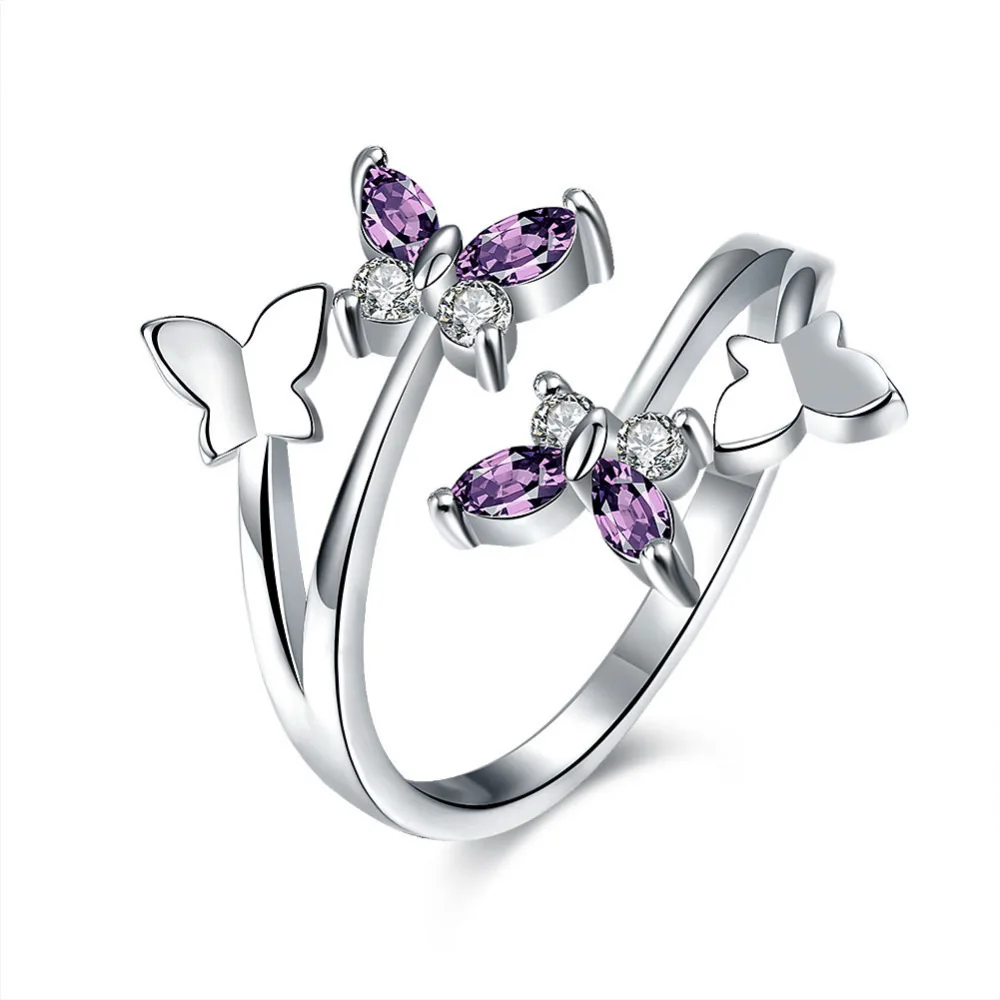 

XIYANIKE Cute Butterfly Opening Adjustable Rings Inlaid Zircon Exquisite Rings For Women Wedding Party Jewellry Bijoux Gifts New