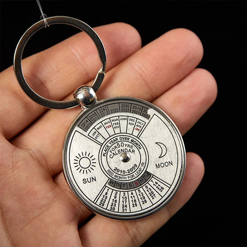 

1 * вечный телефон, металлический брелок с календарем 50 лет, брелок с китайскими и английскими шрифтами, креативные подарки, оптовая продажа