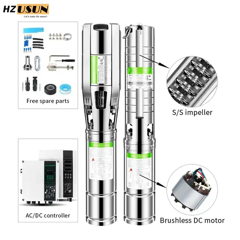 Фото HZUSUN 3 HP 2-дюймовый трубный солнечный погружной насос переменного и постоянного тока, цена, комплект двигателя BLDC на солнечной энергии 2,2 кВт для крупного рогатого скота и скота №3