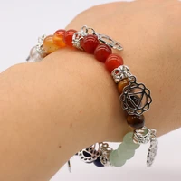 seven chakra bracelet colorful agate crystal yoga symbol jewelry bracelet bead beads diy necklace jewelry accessories 18cm