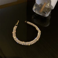 geometric cubic zircon tennis bracelets for women crystal real gold plated bracelet bead chain party jewelry accessories