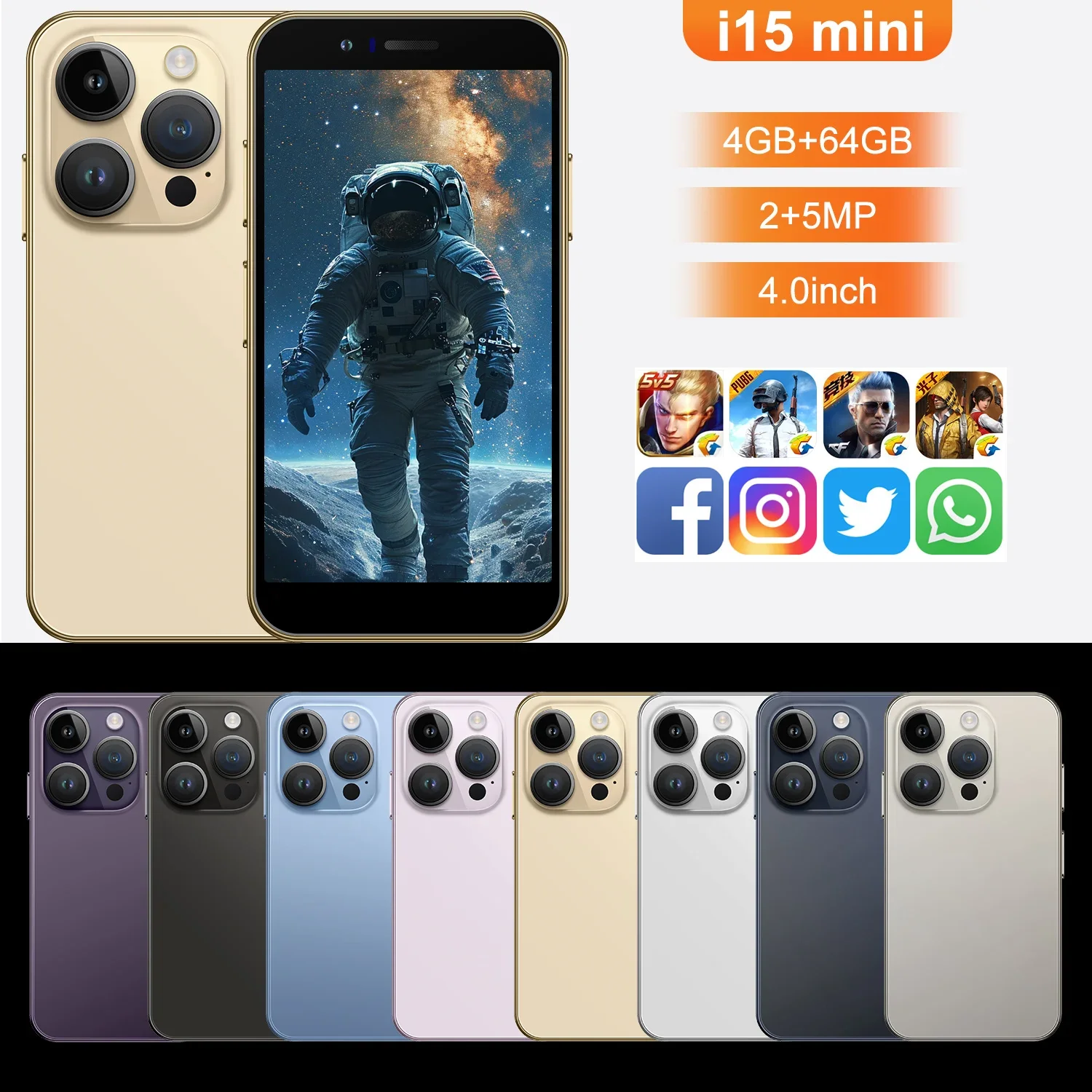 2025 Мобильные телефоны I15 mini 4 0 дюйма 5G Смартфон с двумя SIM-картами 5MP