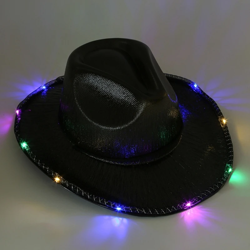 

Vacation Cowboy Hat Glowing Neon Color Fedora Hat Surprise Gift for Girl Boys Cowgirl Hat for Carnivals Music Festival